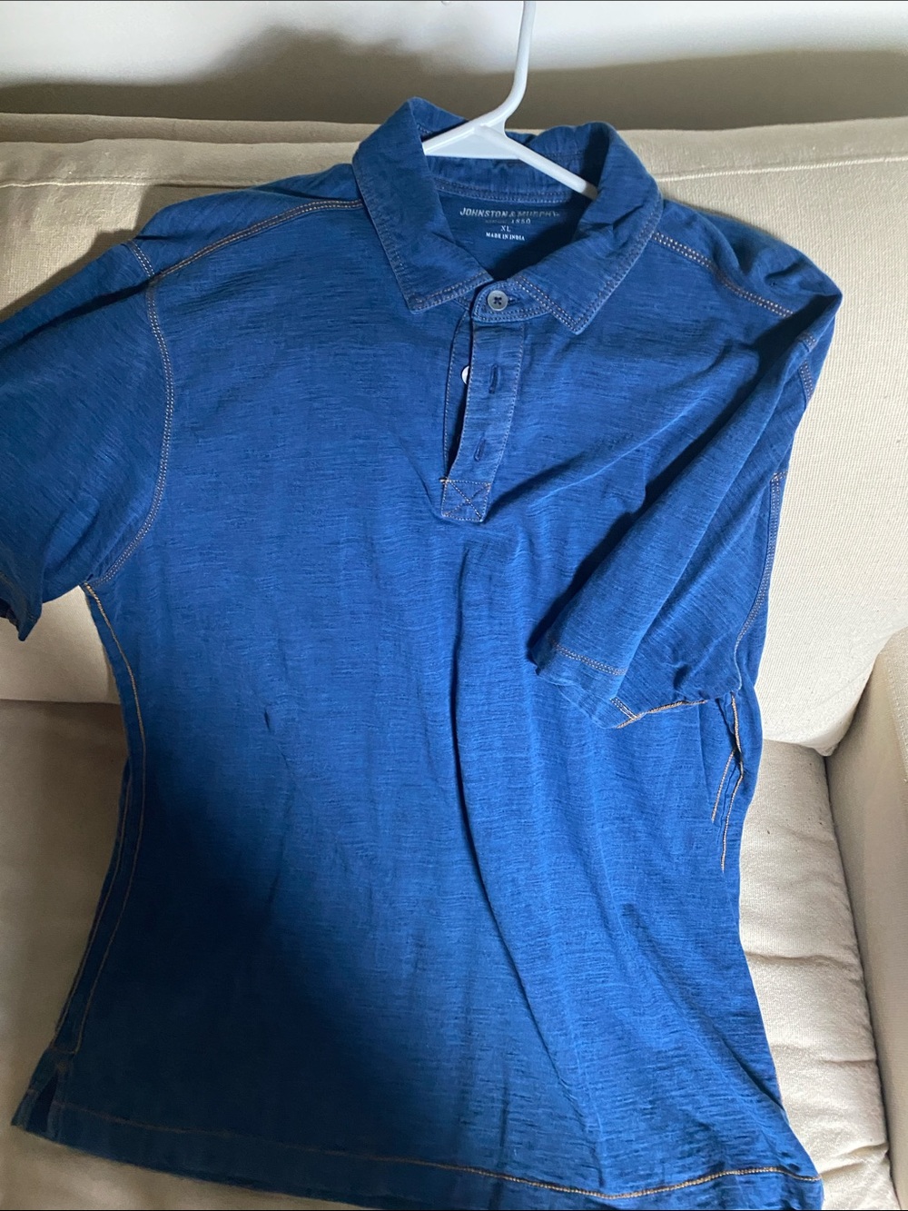 Johnston & Murphy Indigo Blue Short-Sleeve Polo